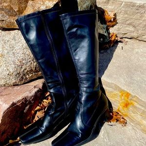 Franco Sarto Tall soft black leather boots. Size 9